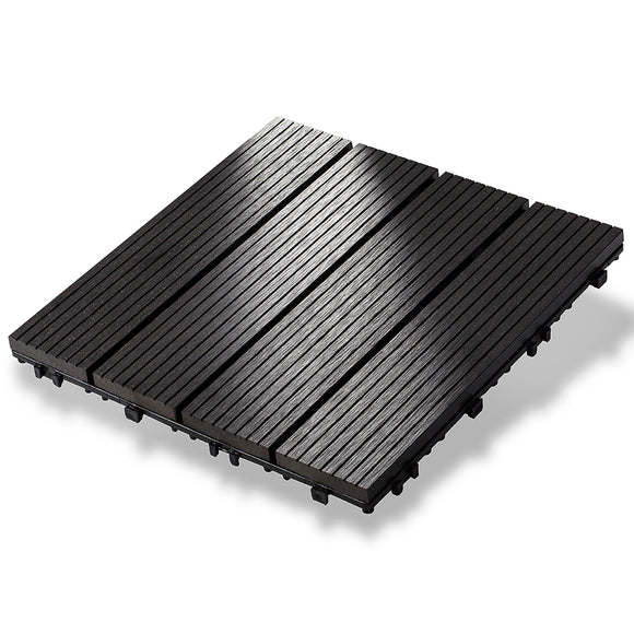 40x DIY WATSUN New Generation WPC [Wooden Plastic Composite] Interlocking Decking Tiles Garden Flooring Pattern 1 Charcoal Colour