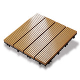 100x DIY WATSUN 3rd Gen WPC [Wooden Plastic Composite] Interlocking Decking Tiles Garden Flooring Pattern 1 Natural Colour