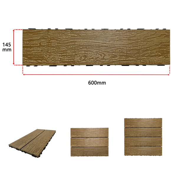 40x DIY WATSUN 3rd Gen WPC [Wooden Plastic Composite] Interlocking Decking Tiles Garden Flooring Pattern 3 Mixed Colour