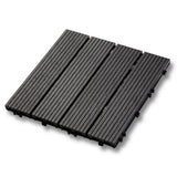 20x DIY WATSUN New Generation WPC [Wooden Plastic Composite] Interlocking Decking Tiles Garden Flooring Pattern 1 Charcoal Colour