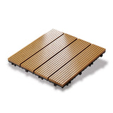 80x DIY WATSUN 3rd Gen WPC [Wooden Plastic Composite] Interlocking Decking Tiles Garden Flooring Pattern 1 Natural Colour