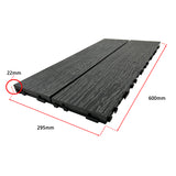 60x DIY WATSUN 3rd Gen WPC [Wooden Plastic Composite] Interlocking Decking Tiles Garden Flooring Pattern Woodgrain Dark Brown Colour Super Embossing Woodgrain