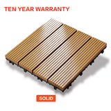 20x DIY WATSUN 3rd Gen WPC [Wooden Plastic Composite] Interlocking Decking Tiles Garden Flooring Pattern 1 Natural Colour