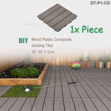 1x DIY WATSUN New Generation WPC [Wooden Plastic Composite] Interlocking Decking Tiles Garden Flooring Pattern 1 Charcoal Colour