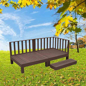 6pcs Set DIY WPC [Wooden Plastic Composite] Multi Functional Deck Inc(2xBench/Table+3xFence+1xStep) Brown Colour