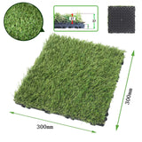 100x DIY Artificial Turf / Grass Interlocking Outdoor Backyard Grass Turf Tiles 30x30x3.7cm Green Colour