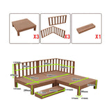 7pcs Set DIY WPC [Wooden Plastic Composite] Multi Functional Deck Inc(3xBench/Table+3xFence+1xStep) Brown Colour