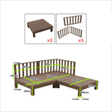 6pcs Set DIY WPC [Wooden Plastic Composite] Multi Functional Deck Inc(3xBench/Table+3xFence) Brown Colour