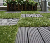 20x DIY Artificial Turf / Grass Interlocking Outdoor Backyard Grass Turf Tiles 30x30x3.7cm Green Colour