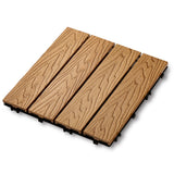 80x DIY WATSUN 3rd Gen WPC [Wooden Plastic Composite] Interlocking Decking Tiles Garden Flooring Woodgrain Pattern Natural Colour