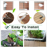 60x DIY WATSUN 3rd Gen WPC [Wooden Plastic Composite] Interlocking Decking Tiles Garden Flooring Woodgrain Pattern Natural Colour