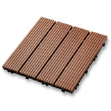 100x DIY WATSUN New Generation WPC [Wooden Plastic Composite] Interlocking Decking Tiles Garden Flooring Pattern 1 Red Brown Colour