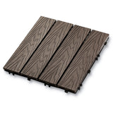 20x DIY WATSUN 3rd Gen WPC [Wooden Plastic Composite] Interlocking Decking Tiles Garden Flooring Pattern Woodgrain Dark Brown Colour