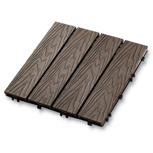 80x DIY WATSUN 3rd Gen WPC [Wooden Plastic Composite] Interlocking Decking Tiles Garden Flooring Pattern Woodgrain Dark Brown Colour