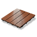 40x DIY WATSUN New Generation WPC [Wooden Plastic Composite] Interlocking Decking Tiles Garden Flooring Pattern 1 Red Brown Colour