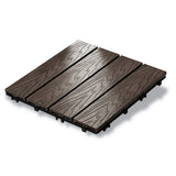 40x DIY WATSUN 3rd Gen WPC [Wooden Plastic Composite] Interlocking Decking Tiles Garden Flooring Pattern Woodgrain Dark Brown Colour