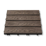 20x DIY WATSUN 3rd Gen WPC [Wooden Plastic Composite] Interlocking Decking Tiles Garden Flooring Pattern Woodgrain Dark Brown Colour