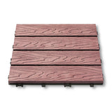 40x DIY WATSUN 3rd Gen WPC [Wooden Plastic Composite] Interlocking Decking Tiles Garden Flooring Pattern Woodgrain Red-Brown Colour Super Embossing Woodgrain