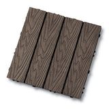 100x DIY WATSUN 3rd Gen WPC [Wooden Plastic Composite] Interlocking Decking Tiles Garden Flooring Pattern Woodgrain Dark Brown Colour